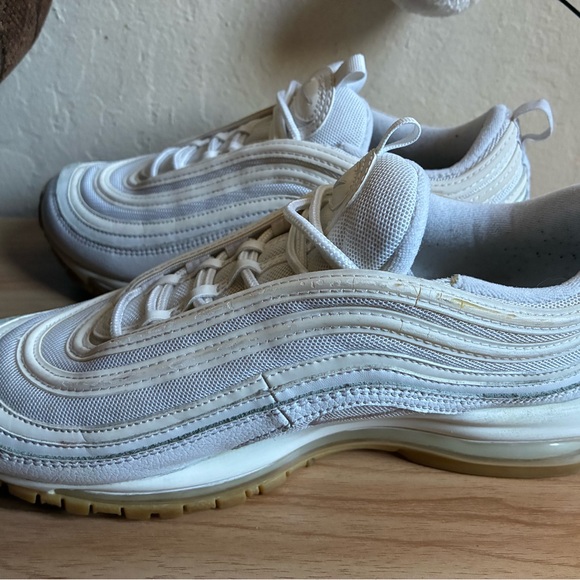 Nike Air Max 97 Triple White Metallic Silver 921522-104 Size 8.5 No Box - Picture 2 of 8